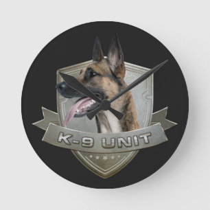 K9 enhet - Malinois - belgisk herde Rund Klocka
