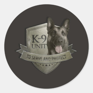 K9 enhet - Malinois - belgisk herde Runt Klistermärke