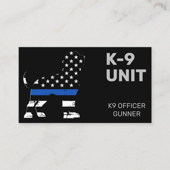 K9 Enhet Tillsatta lagar Thin Blue Line Police Hun Visitkort (Framsida)