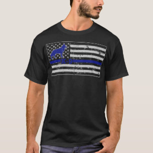K9 gör blålinjenflagga tunnare t shirt