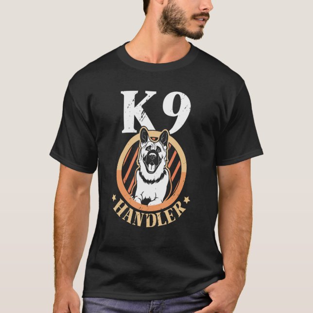 K9 Handler Handler Handler Hund Trainer T Shirt (Framsida)