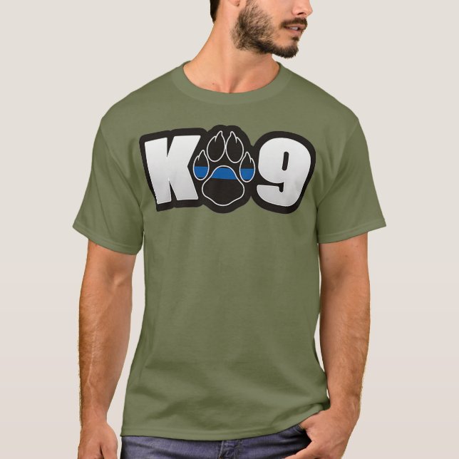 K9 Handler Polischef sheriff Thin Blue Line T Shirt (Framsida)