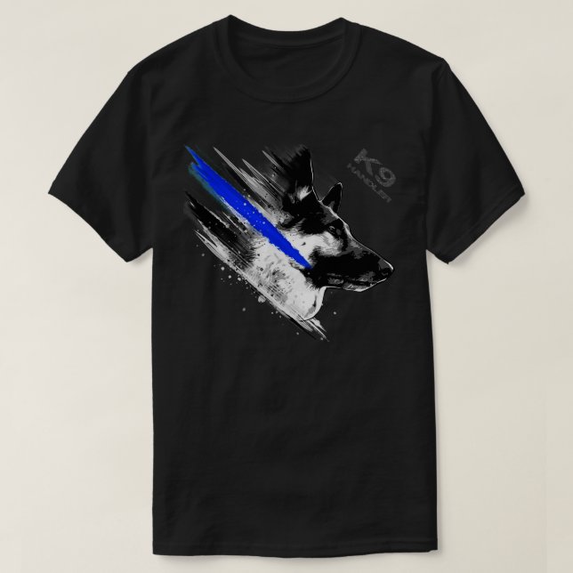 k9-hanterare (hund blue streak) t shirt (Design framsida)