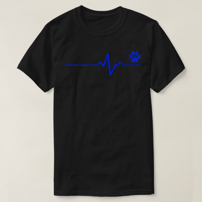 K9 Heartslag puls tunn blå linje T Shirt (Design framsida)