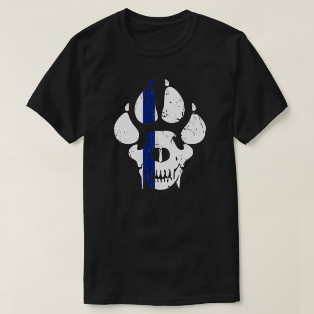 K9 Hund - blå linje T Shirt (Design framsida)