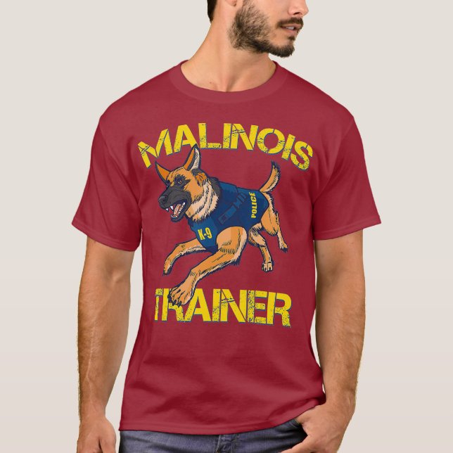 K9 Hund Malinois Trainer T Shirt (Framsida)