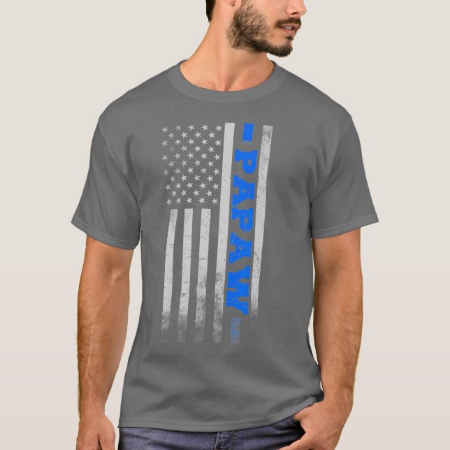 K9 Officer Design Papaw US American Flagga Gift T Shirt (Framsida)
