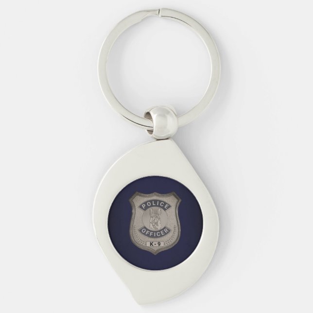 K9 Officer Keychain Swirl Silverfärgad Nyckelring (Framsidan)