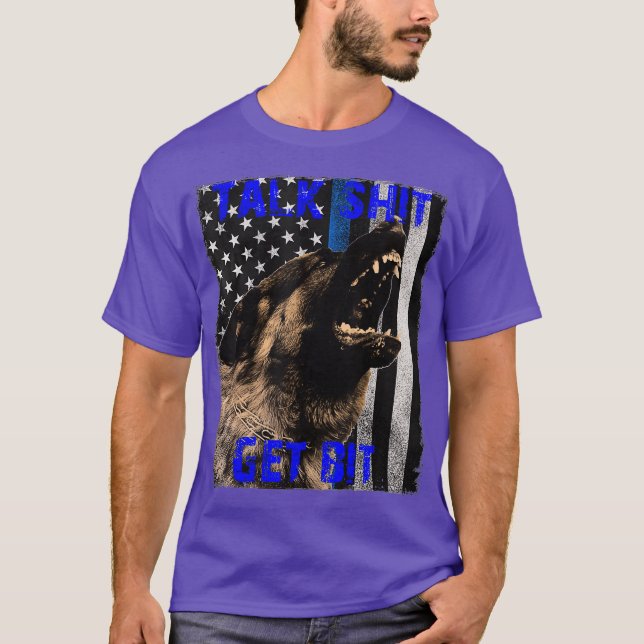 K9 Police Dog Handler Malinois German Sheperd K9 T Shirt (Framsida)
