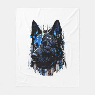 K9 Polis Hund Sherman American Flagga Policem Fleecefilt