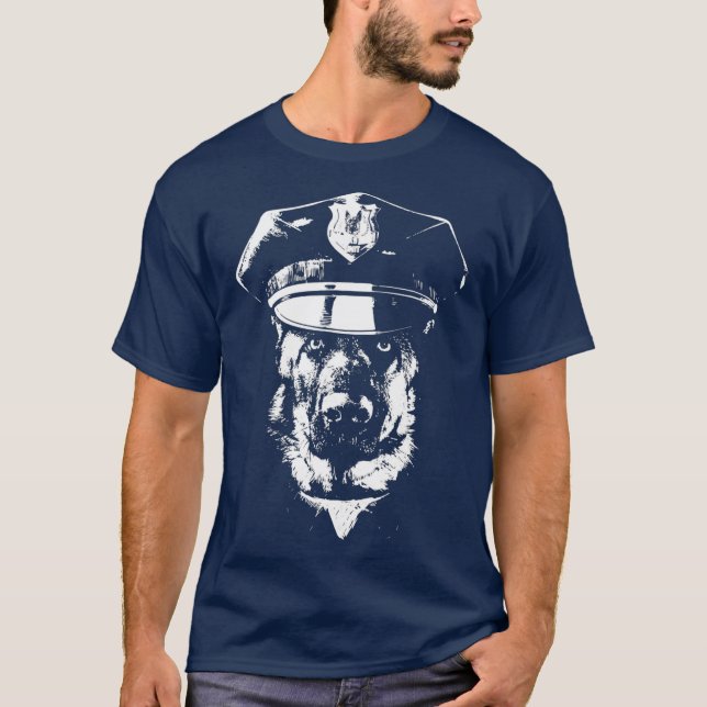 K9 Polisansvarig Hund med Hat T Shirt (Framsida)