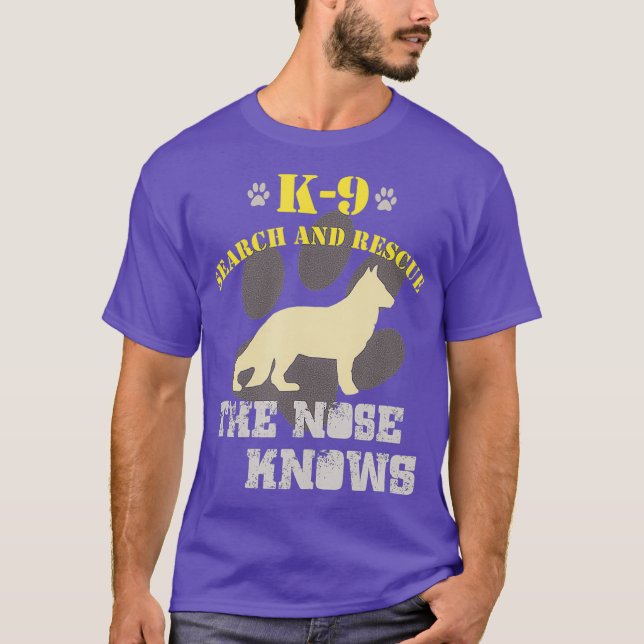 K9 Search Rädding Team German Shepherd Hund GSD T Shirt (Framsida)