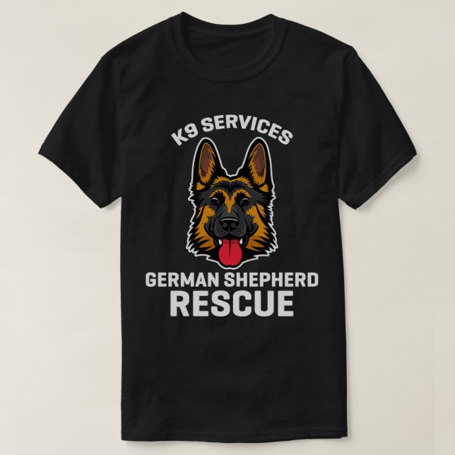 K9 Services German Shepherd Rädding Police Gift T Shirt (Design framsida)
