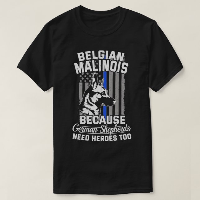 K9 Thin Blue Line Flagga Police Hund Malinois T Shirt (Design framsida)