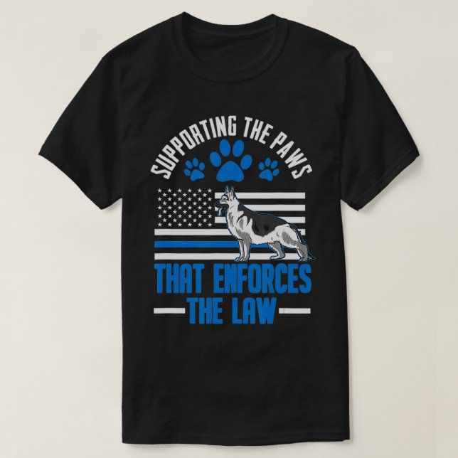 K9 Thin Blue Line German Shepherd Police Hund US F T Shirt (Design framsida)