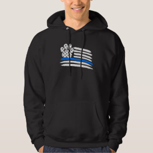 K9 Thin Blue Line Tass American Flagga Police Hund Hoodie