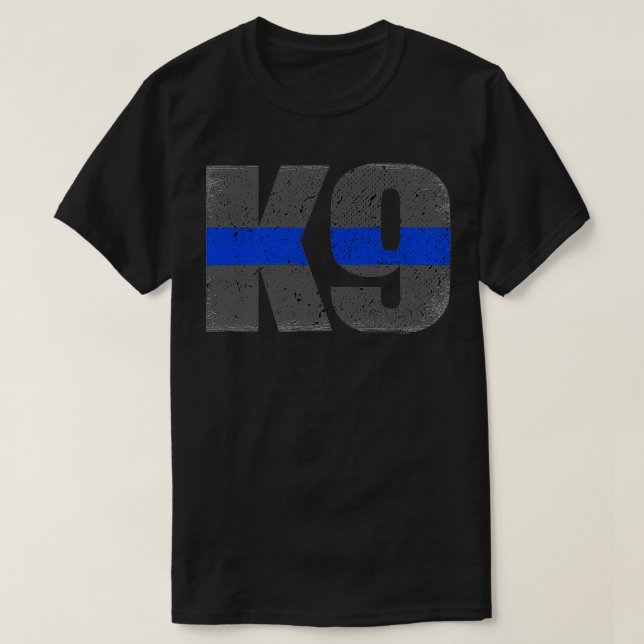 K9 Thin Blue Line Tillsatta lagar Gift T Shirt (Design framsida)