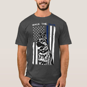 K9 Tysk shepherd Police Back Blue Thin Blue Blue T Shirt
