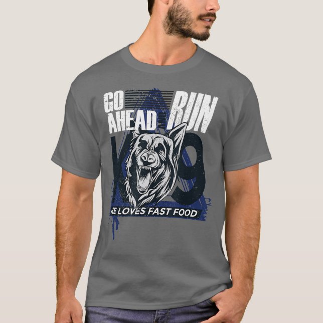 K9 Tysk Shepherd Police Hund T Shirt (Framsida)