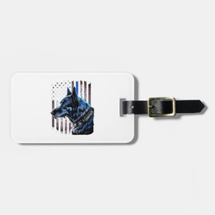 K9 Tysk Shepherd Police Hund Thin Blue Line Flagga Bagagebricka