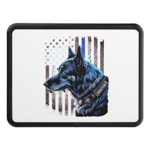 K9 Tysk Shepherd Police Hund Thin Blue Line Flagga Dragkroksskydd