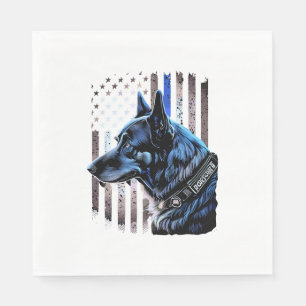K9 Tysk Shepherd Police Hund Thin Blue Line Flagga Pappersservett