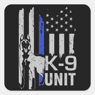 K9 Unit - Malinois - belgisk shepherd -Mechelaar Fyrkantigt Klistermärke
