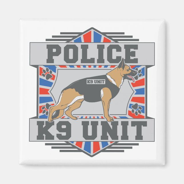 K9 Unit Police German Shepherd Magnet (Framsidan)