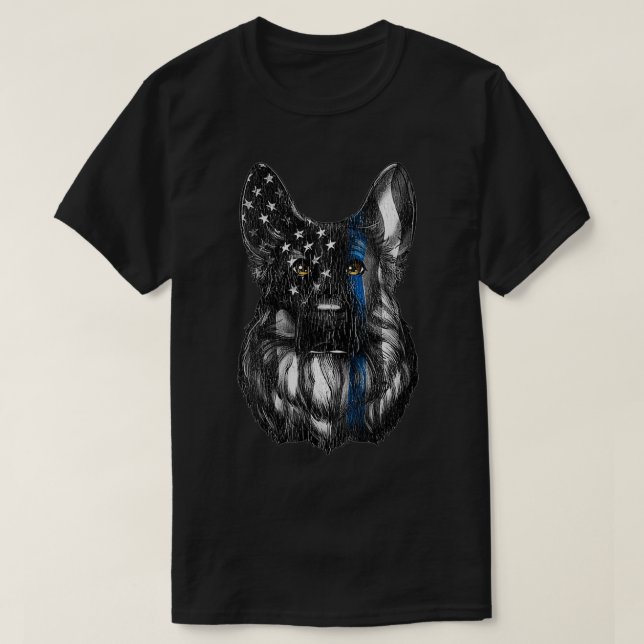K9 Unit Thin Blue Line Flagga German Shepherd Poli T Shirt (Design framsida)