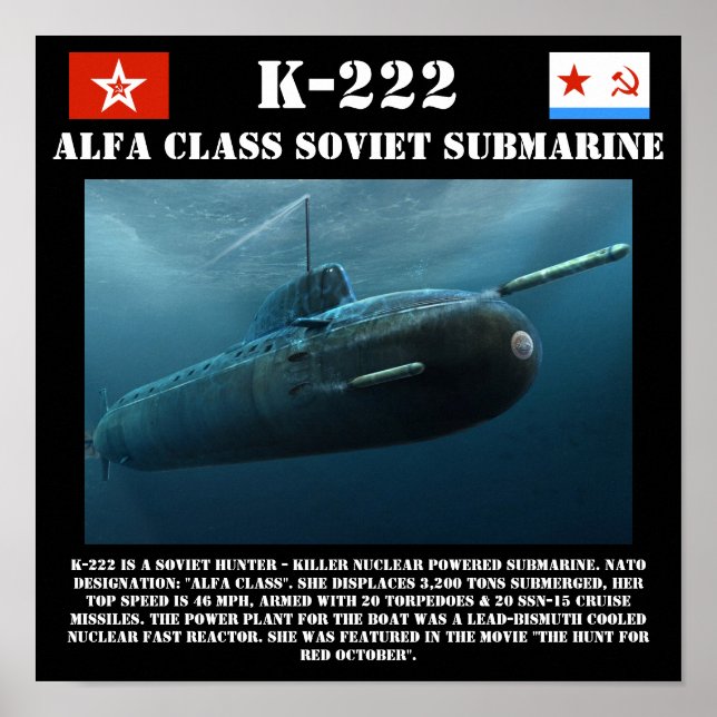 K-222 Undermarin utskrift av sovjetisk Alfa-klass Poster (Framsidan)