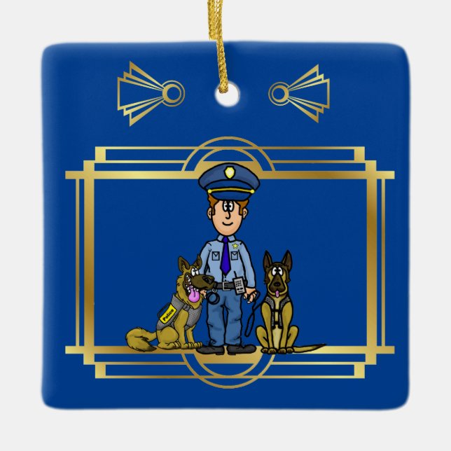 K-9 Polisstjärna Julgransprydnad Ver. 2 Keramik (Framsida)