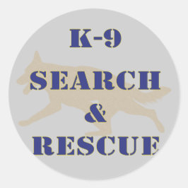 K-9 Search and Rädding GSD Runt Klistermärke