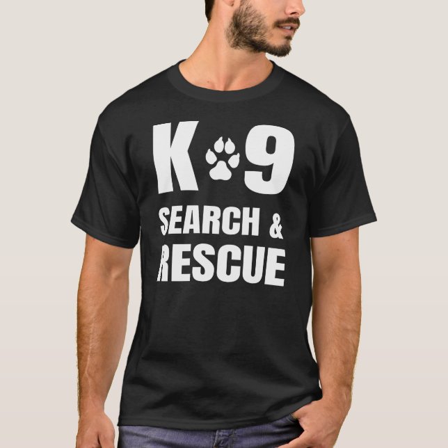 K-9 Sökning och Rädding K9 SAR Hund Handler T Shirt (Framsida)