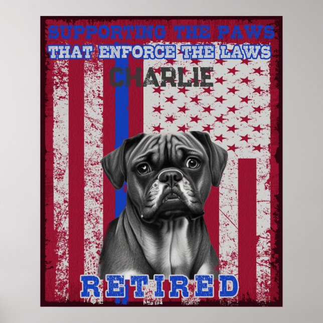 K-9 Veteran Boxer Working Hund Personlig Poster (Framsidan)