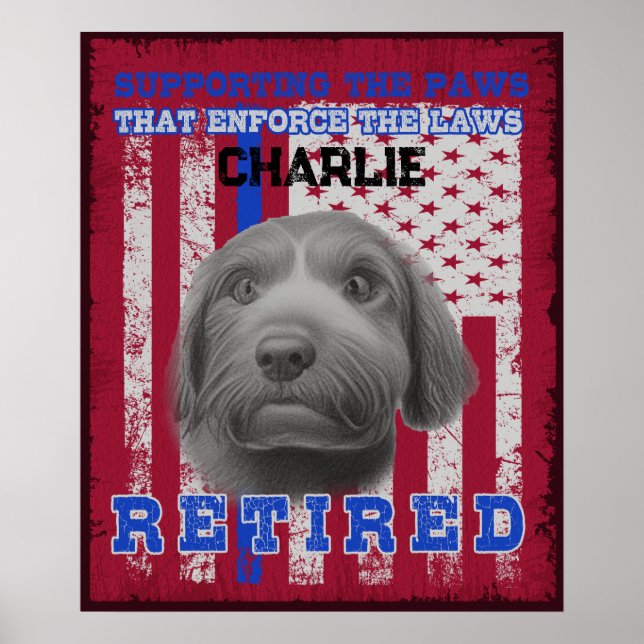 K-9 Veteran Working Spain Vatten Hund Personlig Poster (Framsidan)