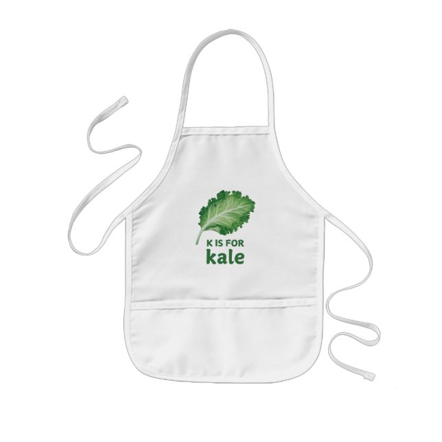 K är för KALE Grönt Veggie Alphabet K Kids Apron Barnförkläde (Framsidan)