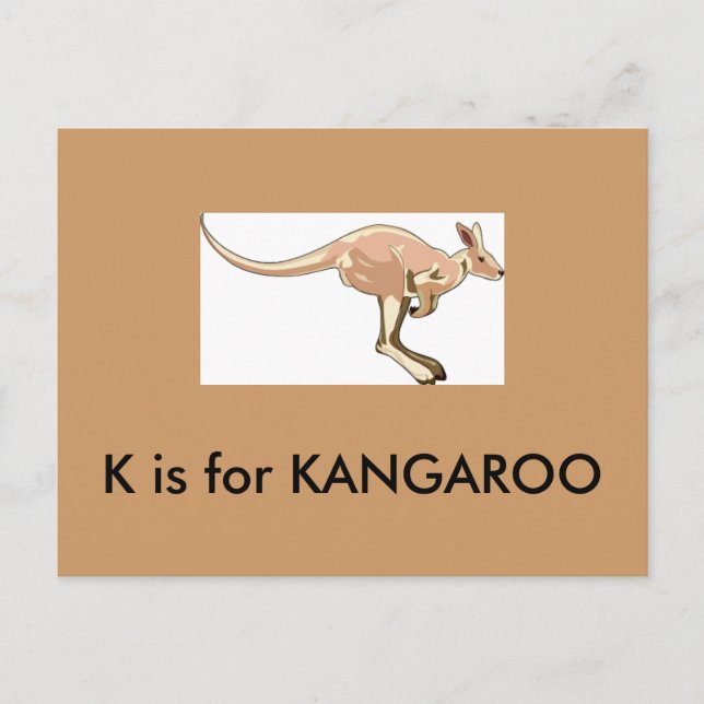 "K" är för Kangaroo Alphabet Flash Card Vykort (Framsida)