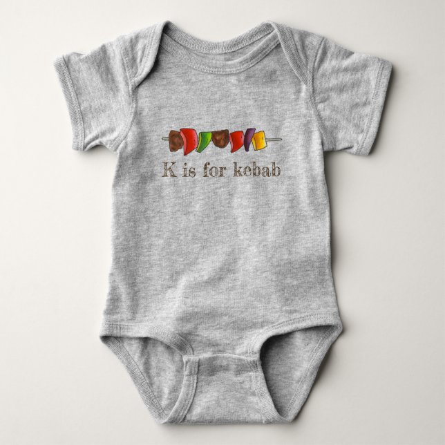 K är för Kebab Shish Kebabs Veggie Skewer Alphabet Tee Shirt (Framsida)