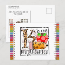 K är för Kindergarten Photo Postcard