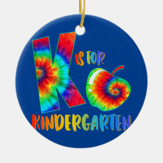 K är för Kindergarten Tie Dye Lärare Student Julgransprydnad Keramik