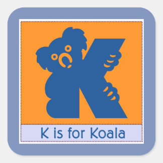 K är för koala Animal Alphabet för barn Fyrkantigt Klistermärke