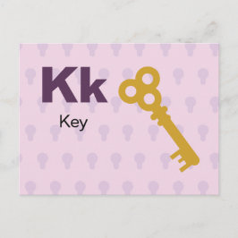 K är för Nyckel - Alphabet Flash-kort Vykort