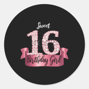 K Black Sweet 16 Stil I 16th Runt Klistermärke