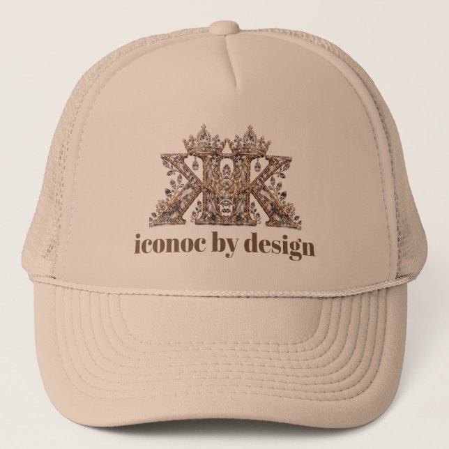 K Bokstav Beige Kristall Lyxdesign Keps (Framsida)