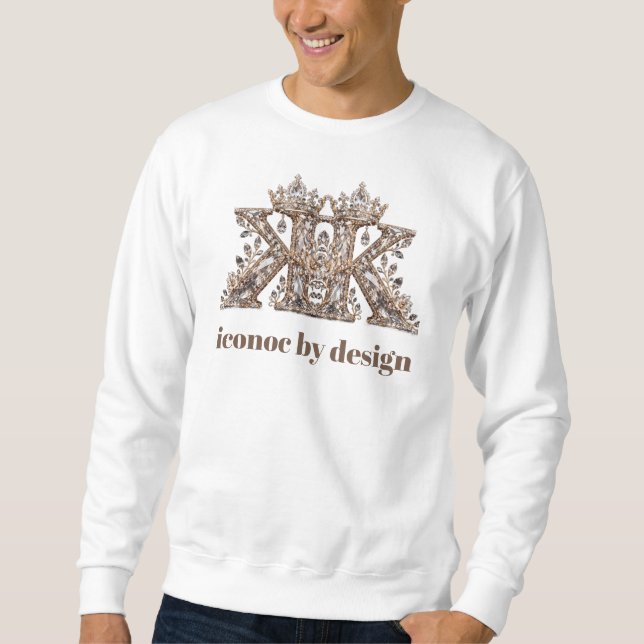 K Bokstav Beige Kristall Lyxdesign Lång Ärmad Tröja (Framsida)