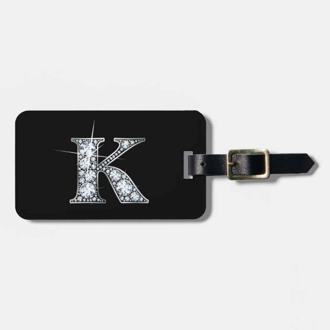 K "Diamond Bling" Luggage Tag Bagagebricka (Horisontell Framsida)
