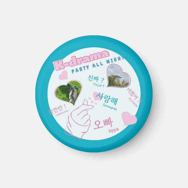 K drama 2 Photos Collage korean typography anpassn Magnet (Framsidan)