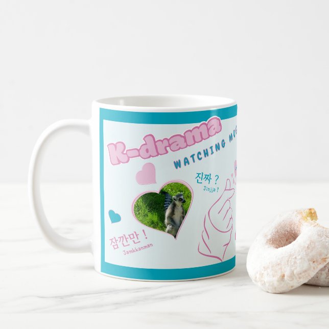 K drama 3 Fotokollage koreansk typografi Kaffemugg (Med munk)