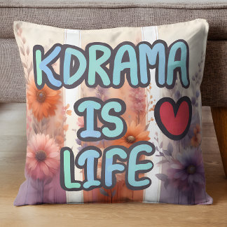 K-Drama Är Livet | K-Drama Fan Blommig Design Kudde