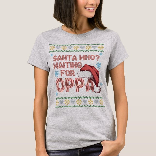 K-Drama Ugly jul Sweater Väntar på Oppa T Shirt (Framsida)